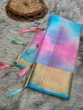Load image into Gallery viewer, Multi Color Organza Viscose Saree with Multicolor Dyeing &amp; Lurex Zari Weaving
