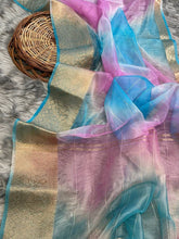 Load image into Gallery viewer, Multi Color Organza Viscose Saree with Multicolor Dyeing &amp; Lurex Zari Weaving
