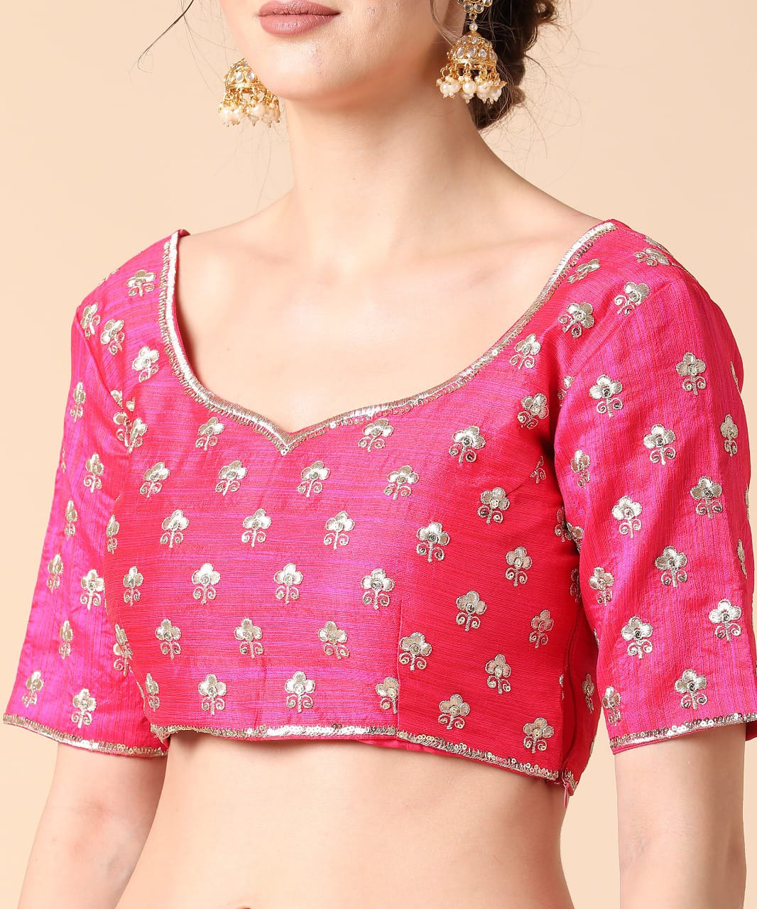 Elegant Rani Pink Silk Sequence Thread Work Lehenga Choli For Wedding Wear