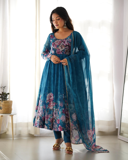 Party Wear Georgette Printed Ready to Wear Anarkali Gown