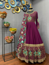 Load image into Gallery viewer, Awesome  Georgette With Digital Print Gown  With Satin  Lace   For Women
