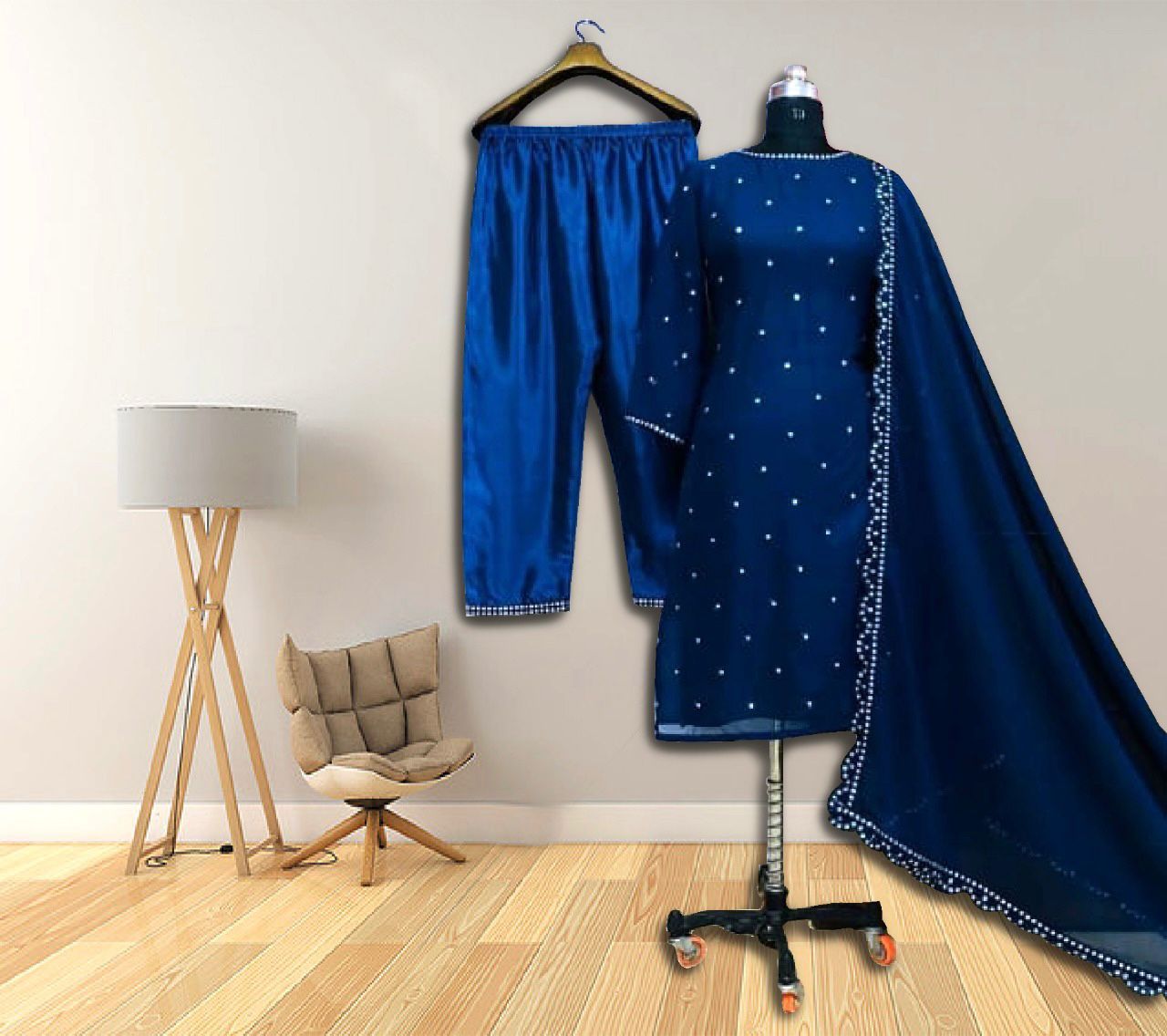 Amazing Blue Color Georgette Thread Designer Work Party Wear Salwar Suit