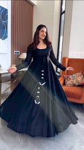 Load image into Gallery viewer, Beautiful Black Color Faux Georgette Anarkali Suit With Thred Work For Women
