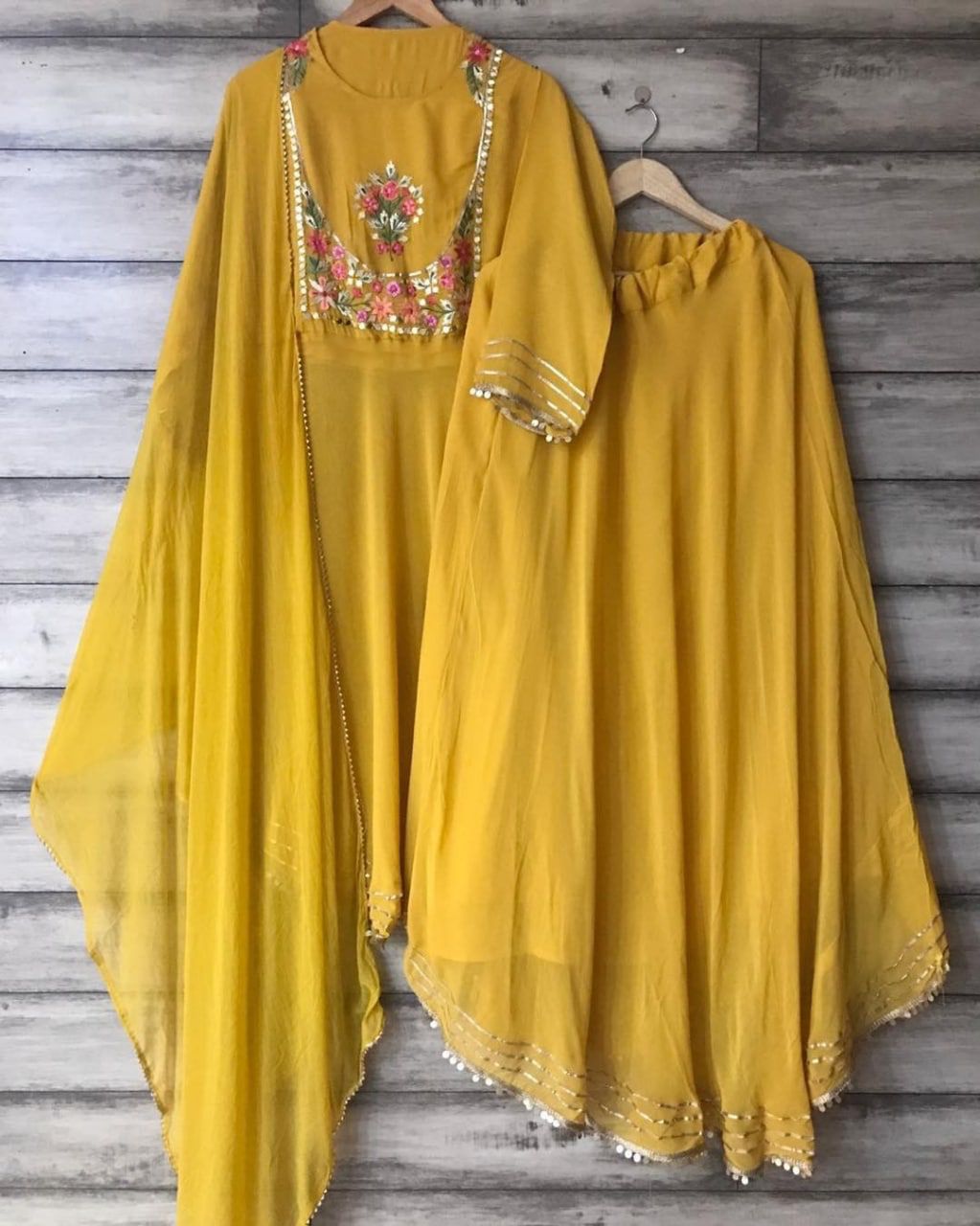 Amazing Georgette Embroidary Worked Top With Full Stiched Skirt With Elastic And Duppata