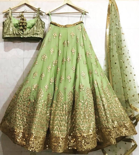 New Jari Thred Embroidary Worked Georgette Semi Stiched Lehanga Choli Collection With Four Side Lace Border Designer Duppata