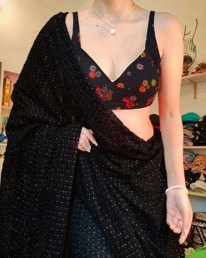 Divine  Black Color Saree Festival Wear Saree For Women