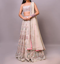 Load image into Gallery viewer, Phenomenal White Color Function Wear Georgette Diamond Work Lehenga Choli
