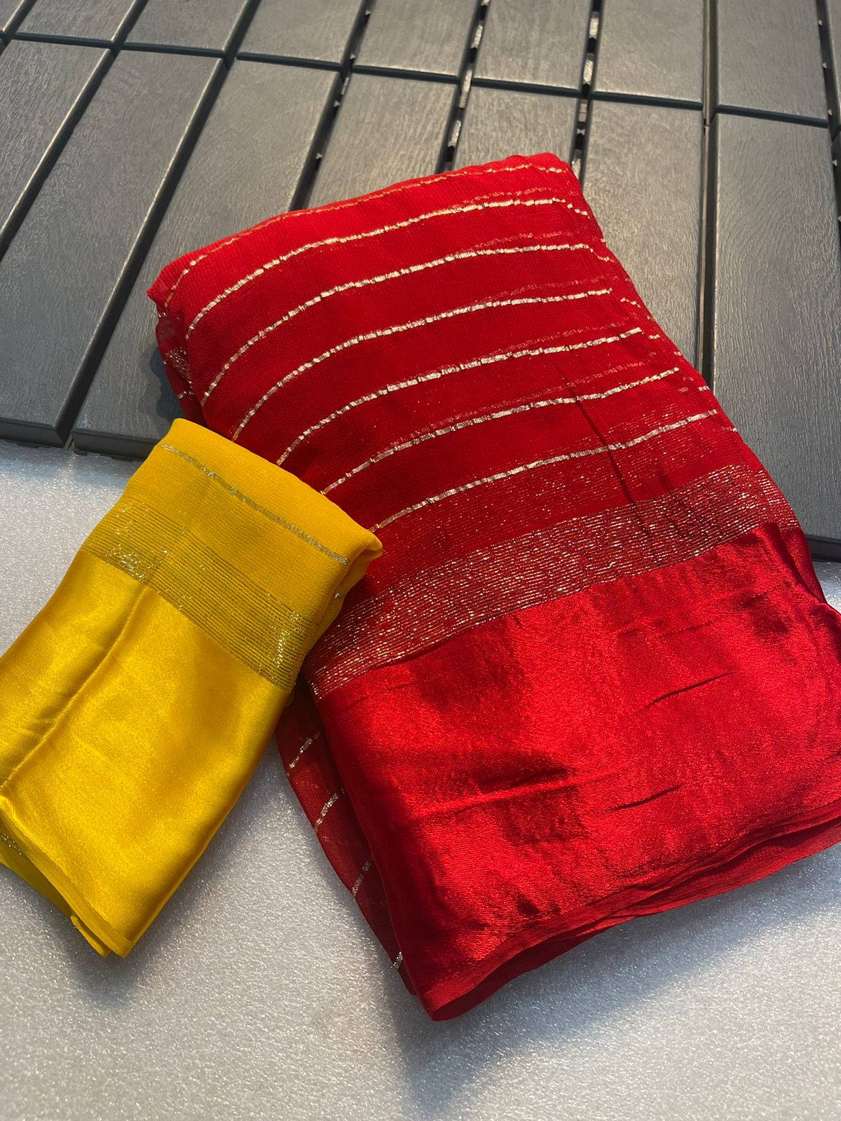 Soft Georgette Satin Border Jari Weaving Pattern Saree