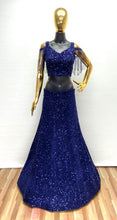 Load image into Gallery viewer, Wedding Wear Blue Velvet Sequence Work Lehenga Choli
