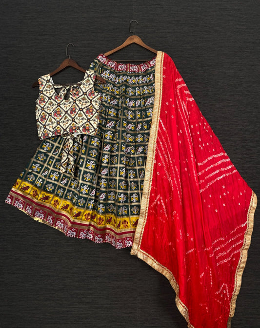 Dashing Black Color Weddding Wearl Patola Jacquard Work Lehenga Choli