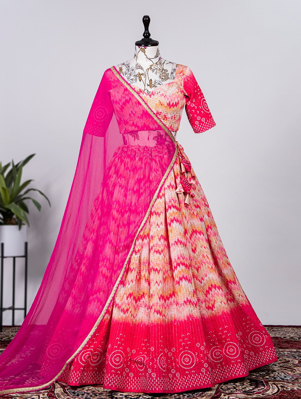 Function Wear Chinon silk Lehenga Choli