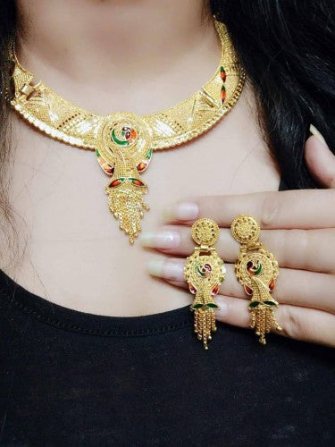 Function Wear Golden Plated Imitation Design Necklace Set