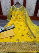 Load image into Gallery viewer, Fabulous Yellow Color Sequence Embroidered Work Net Festive Wear Salwar Suit
