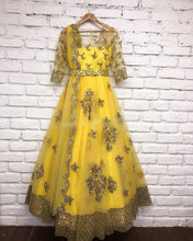 Load image into Gallery viewer, Fabulous Yellow Color Sequence Embroidered Work Net Festive Wear Salwar Suit
