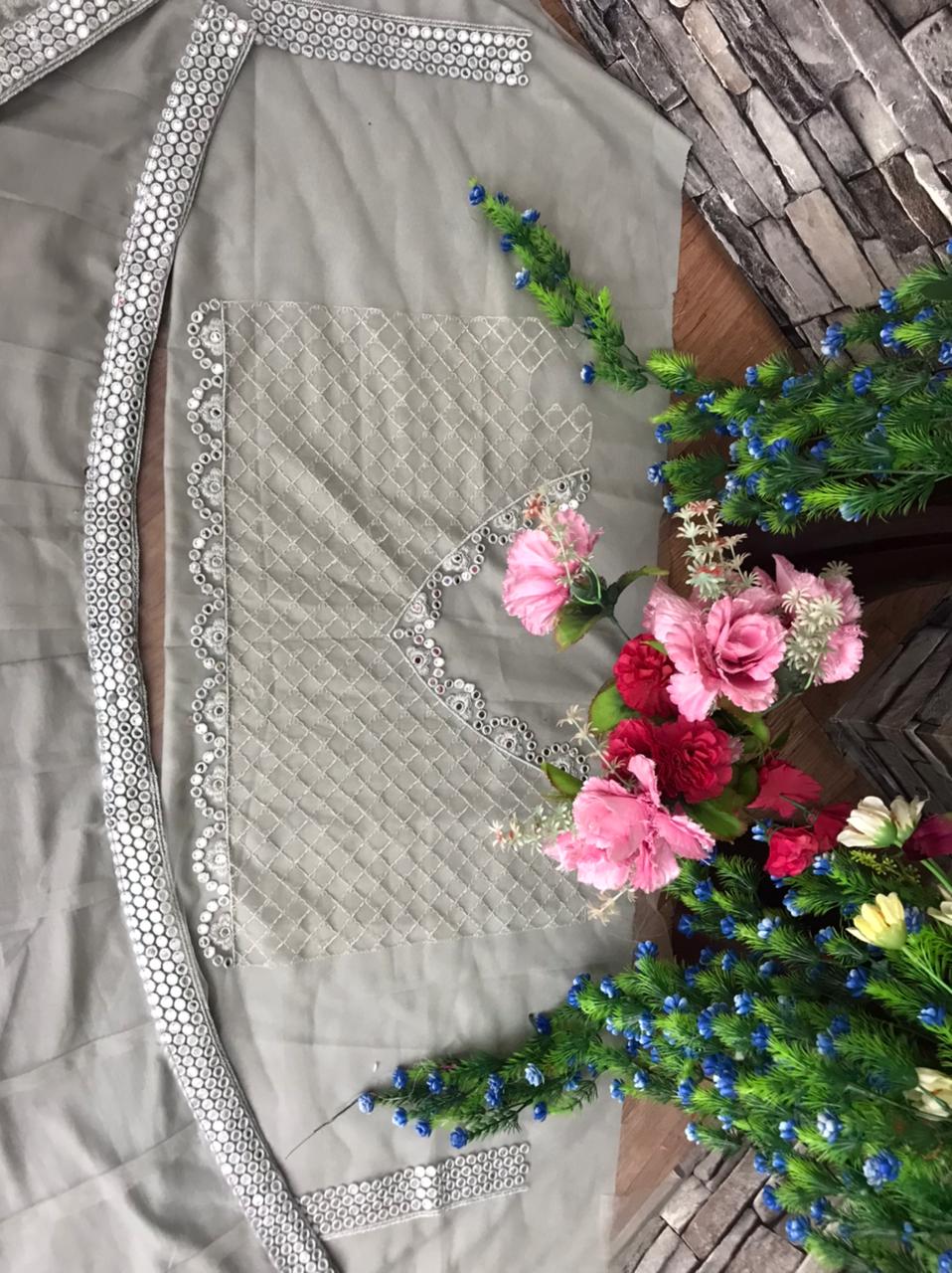 Surpassing Grey Color Festive Wear Net Designer Sequence Embroidered Work Lehenga Choli