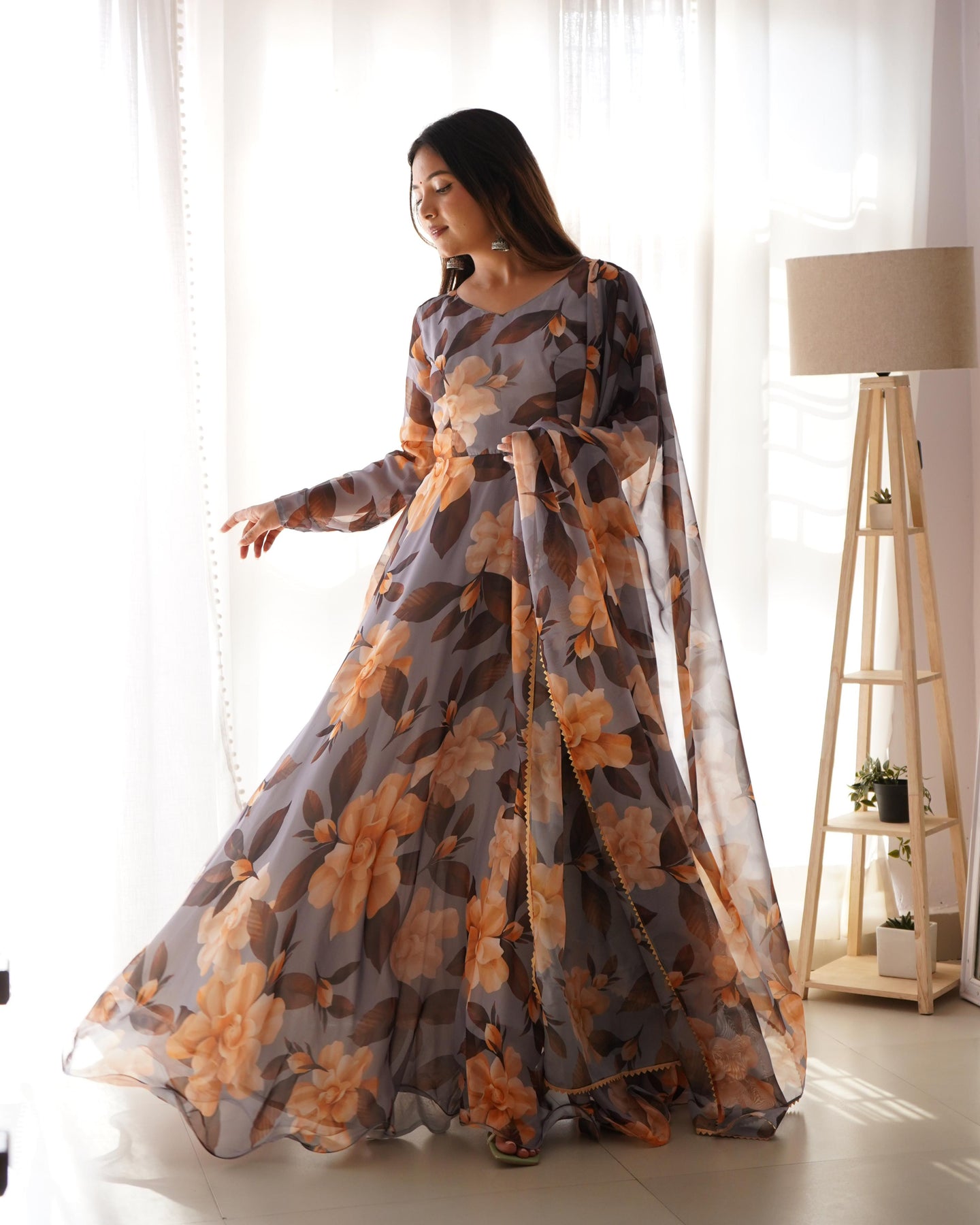 Function Wear Tubby Silk Printed Full Stitched Anarkali Gown