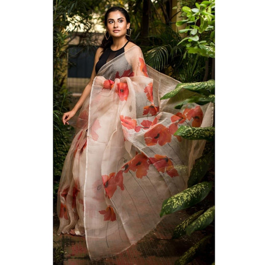 Function Wear Heavy Organza Silk With Digital Printed Saree For Women