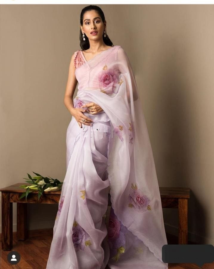 Function Wear Heavy Organza Silk With Digital Printed Saree For Women
