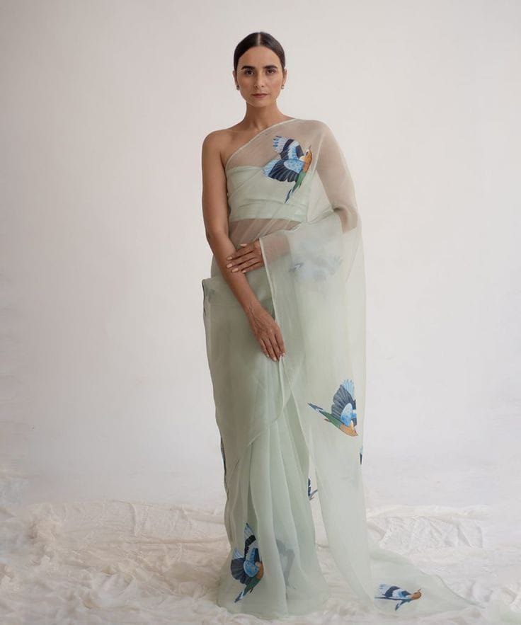 Beautiful Light Color Rich Organza Silk Digital Printed Saree For Women