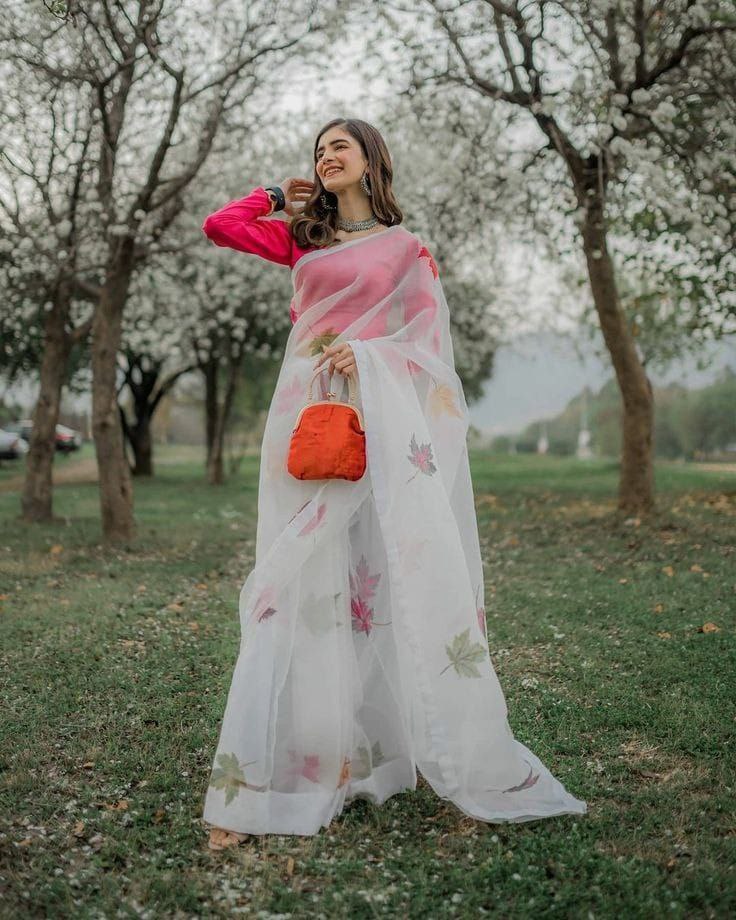 Function Wear Heavy Organza Silk Digital Printed Designer Saree For Women