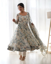 Load image into Gallery viewer, Amazing Readymade Organza Silk Floral Print Anarkali Gown Set
