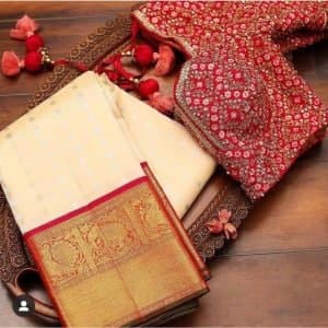 Party wear Banarasi silk Saree Blouse For Women