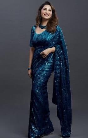 Stylish Georgette Heavy Sequence Work Saree Blouse For Women