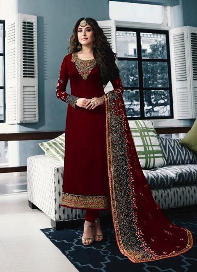 Amazing Maroon Salwar Suit Outfit For Women