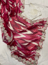 Load image into Gallery viewer, Pink Color Heavy Chinnon Digital Print Saree with Border Lace Work
