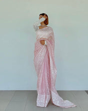 Load image into Gallery viewer, Wedding Wear Heavy Organza Silk Decorate With Embroidered Lace Border Saree
