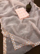 Load image into Gallery viewer, Perfect Peach Color Soft Organza Border Work Saree with Blouse
