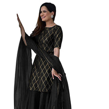 Load image into Gallery viewer, Black Rayon Fully Stitched Sharara Set  With Dupatta
