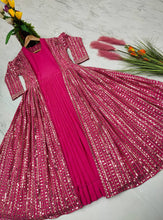 Load image into Gallery viewer, Function Wear Pink Color Georgette Gown Free Size XL
