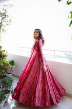 Load image into Gallery viewer, Function Wear Pink Color Georgette Gown Free Size XL
