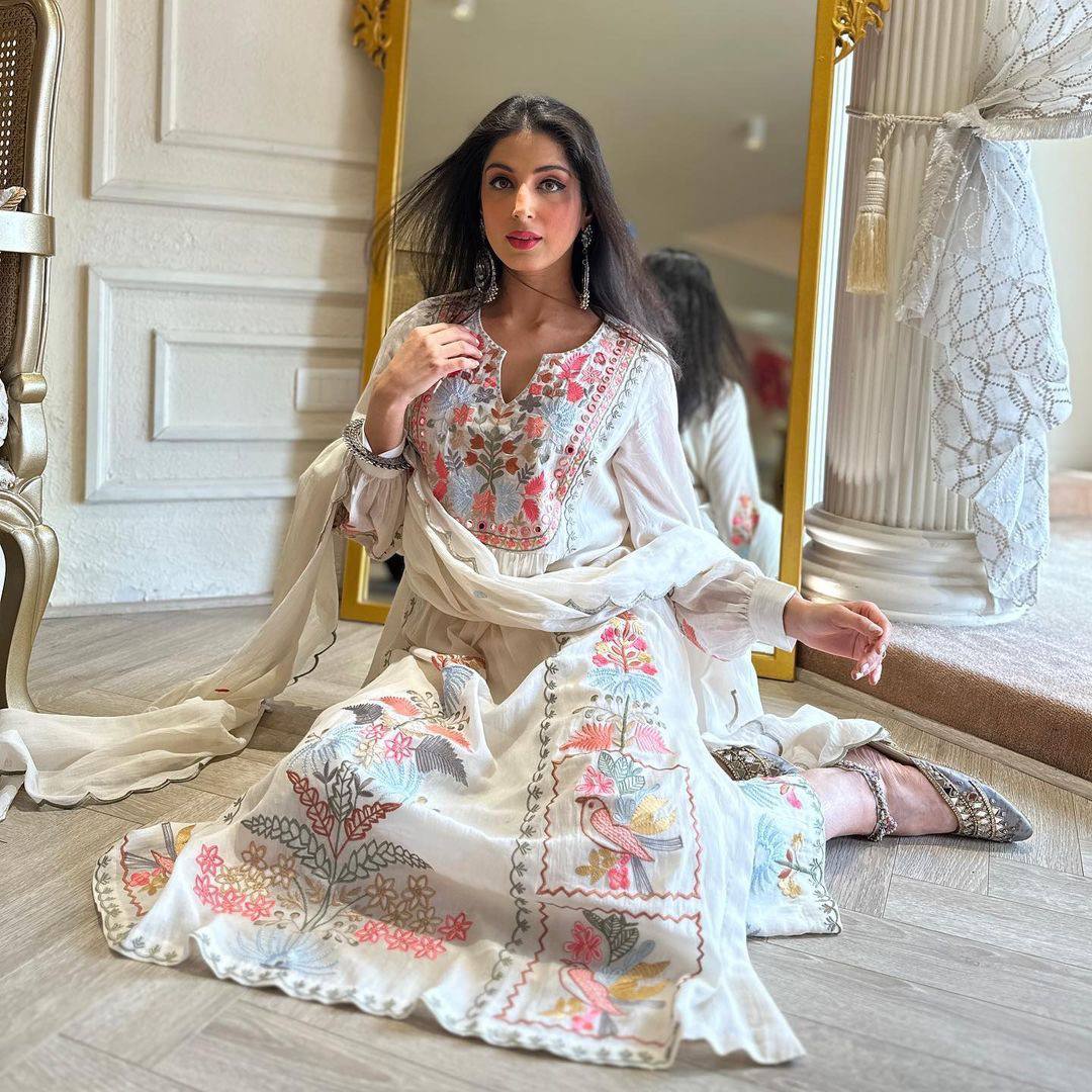 Party Wear Georgette Embroidered Plazo Suit For Girls