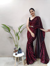 Load image into Gallery viewer, Designer Maroon Color Heavy Knitting Fabric Saree Blouse
