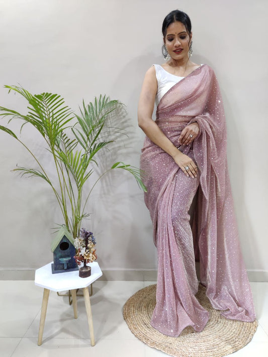 Wedding Wear Radium Color Imported Knitting Saree