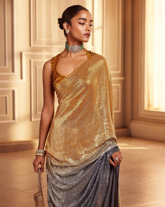 Party Wear Sequence Work Designer Saree Blouse