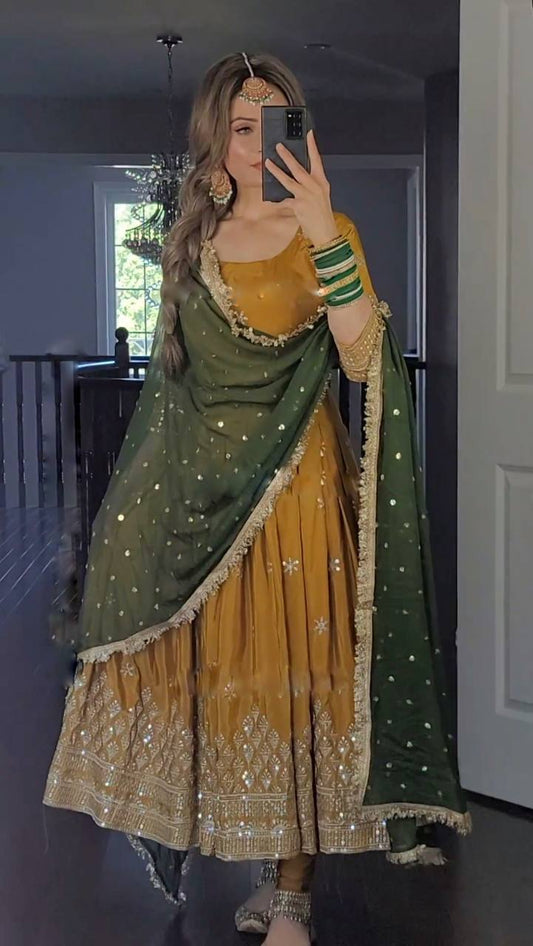 Indian Wedding Wear Anarkali Full Stitched Gown For Women