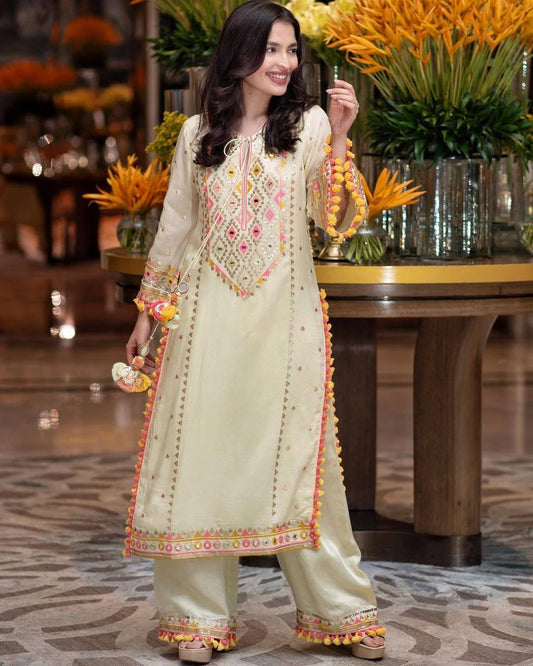 Function Wear ivory color Ready to wear Plazo suit for women