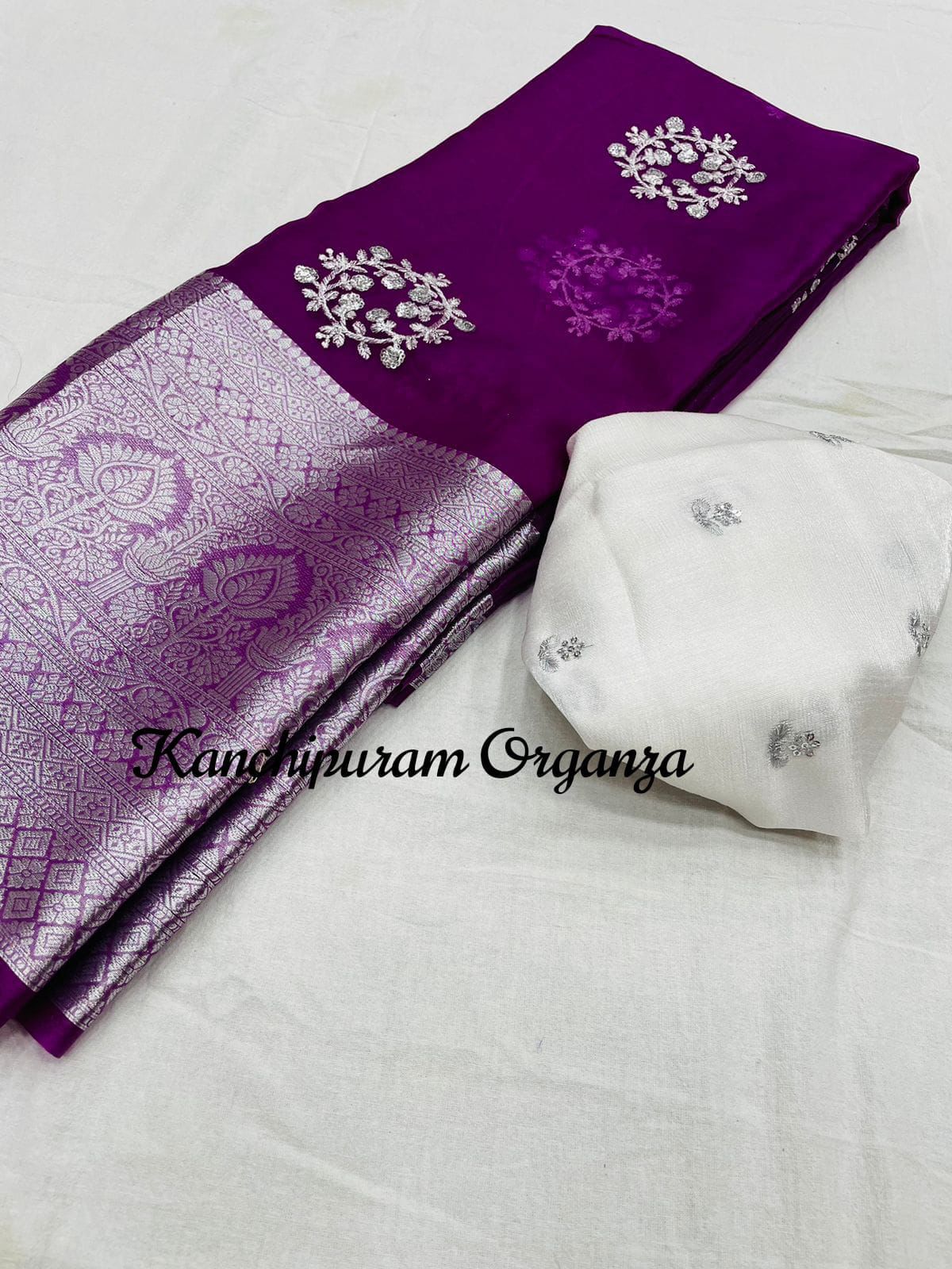 Party Wear Pure Organza Kanchipuram Jacquard Border Saree
