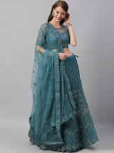 Load image into Gallery viewer, Flattering Rama Blue Color Party Wear Coding Stone Work Net Lehenga Choli

