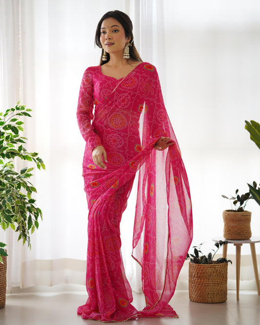 Ready to wear Chiffon Printed 1 Minute Saree For Women