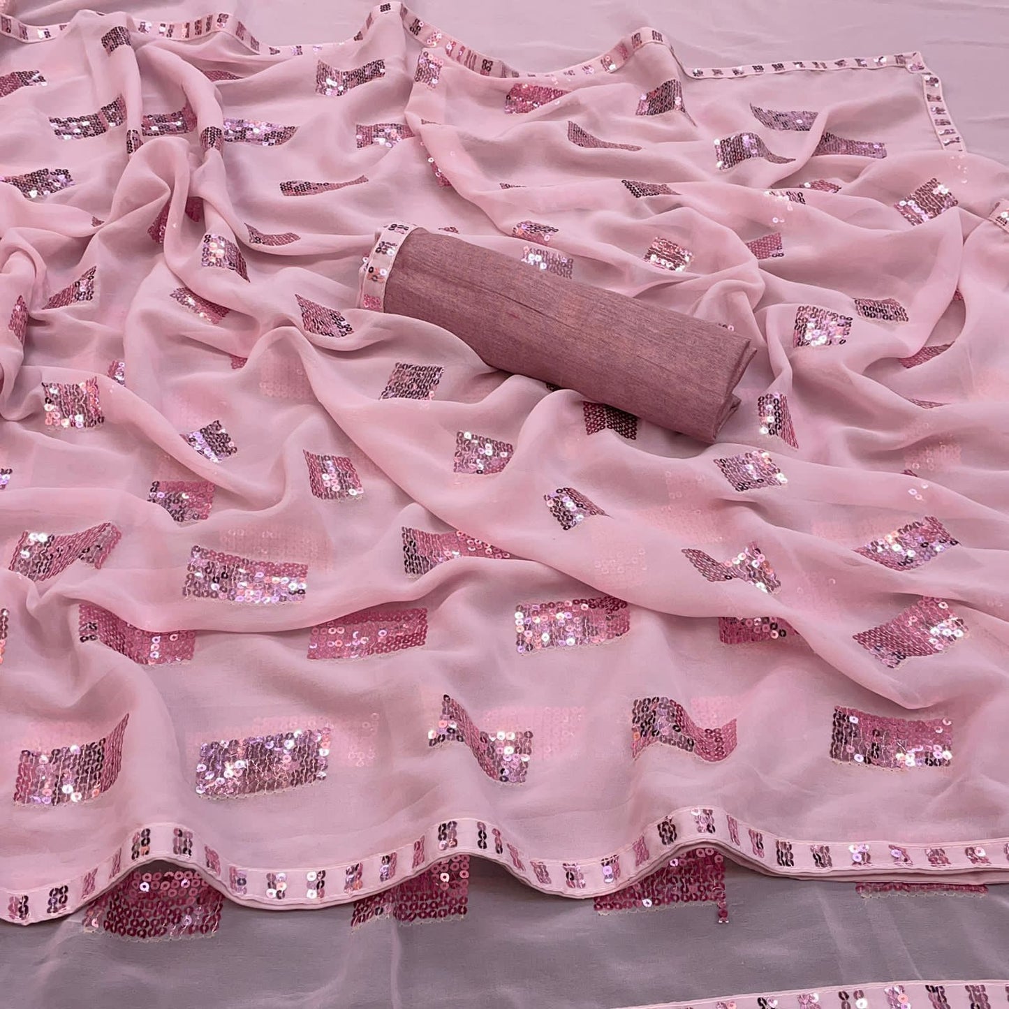 Awesome Pastle Color Heavy Georgette Tone to Tone Sequence Work Saree