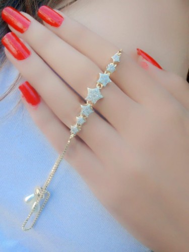 Aamzaballs White Color Star Design American Diamond Artificial Bracelet