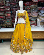 Load image into Gallery viewer, Wedding Wear Tuby Silk Embroidered Semi Stitched Lehenga Choli
