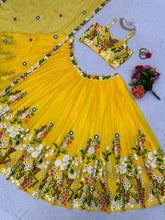 Load image into Gallery viewer, Wedding Wear Tuby Silk Embroidered Semi Stitched Lehenga Choli
